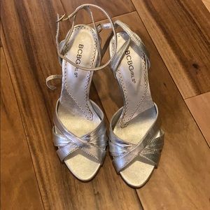 BCBGirls Silver Ankle Strap Heels